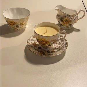 Royal Tara floral China teacup candle set